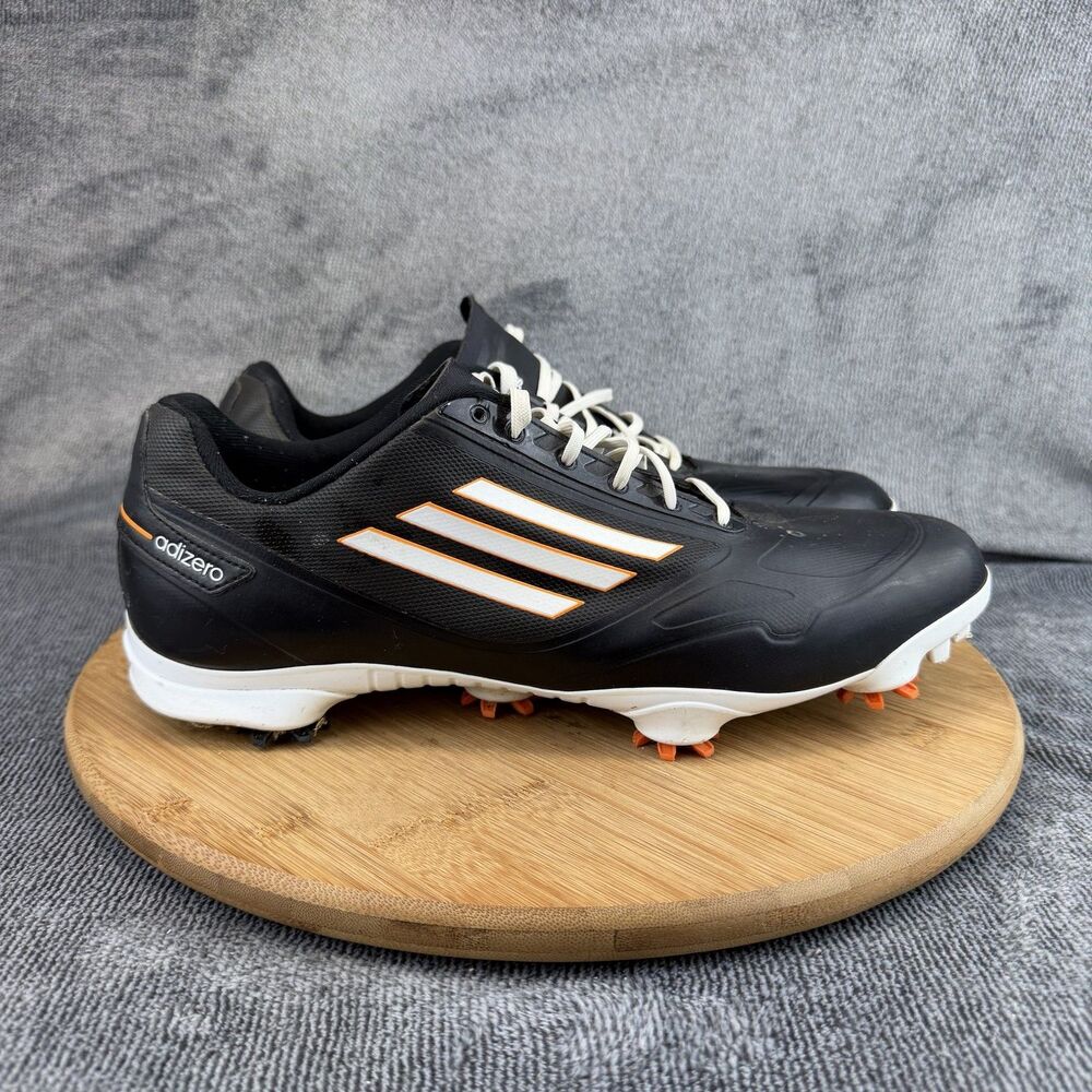 Adidas Adizero Golf Shoes Mens Size 10.5 Black White Spiked Cleats Q46806